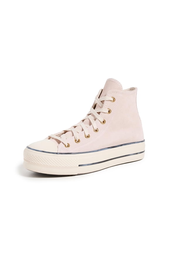Women's Chuck Taylor All Star Lift Platform Suede Sneakers, Pale Petal/Natural Ivory/Black, 9 Medium US
