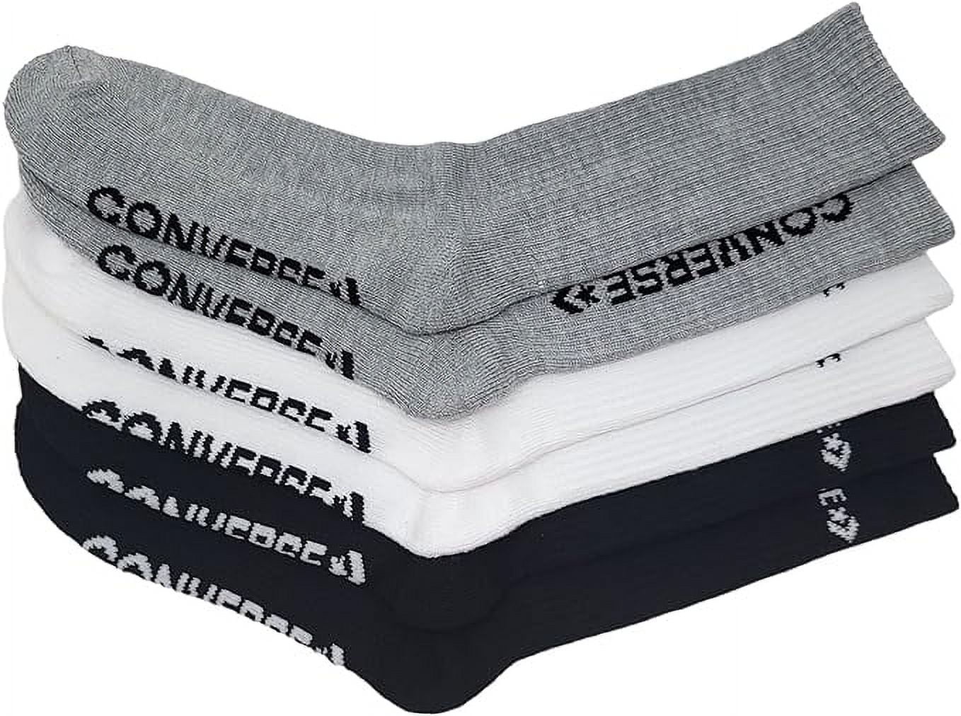 Converse Women's Half Cushion Crew Socks 3-Pack Size 4-10(White/Black/Light Grey)