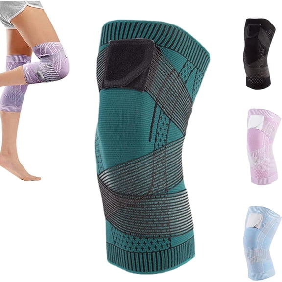 Converselyt Knee Compression Sleeve Knee Brace, Converselyt Knee Braces for Women Men, Adjustable Straps 3D High Elastic Breathable Soft Tactical Compression Knee Sleeve (1PCS Green,M)
