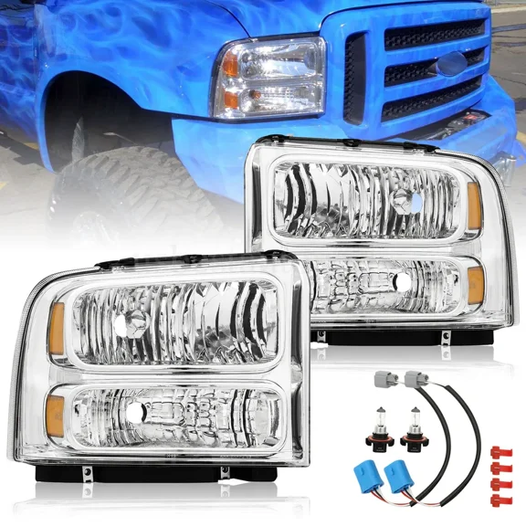 Conversion Headlights Fit For 1999-2004 Ford F250 F350 Ford Super Duty Excursion