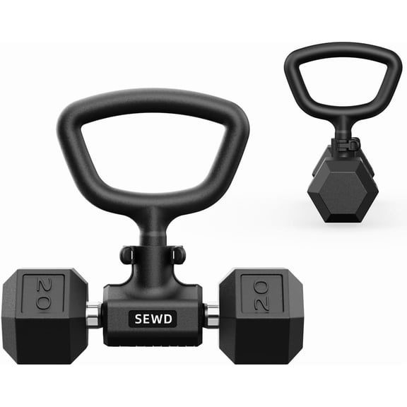 Convert Dumbbells into Kettlebell by  Adjustable Weights & Up to 220LB Capacity Kettlebell Handle for Weight Lifting, 90-Degree Rotating Handle, Compatible with Dumbbells (max 1.5" handle diameter,