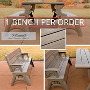 Convert a Bench 60" Folding Vinyl Patio Bench Picnic Table, Driftwood - Gen 2