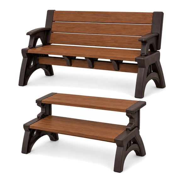 Convert a Bench 60" Folding Vinyl Patio Bench Picnic Table, Espresso - Gen 2