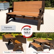 Convert a Bench 60" Folding Vinyl Patio Bench Picnic Table, Espresso - Gen 2