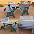 thumbnail image 1 of Convert a Bench 60" Outdoor / Vinyl Patio Bench Picnic Table, Platinum Gray, Generation II, 1 of 8