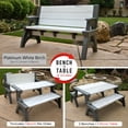 thumbnail image 1 of Convert a Bench 60" Outdoor / Vinyl Patio Bench Picnic Table, Platinum White Birch, Generation II, 1 of 6