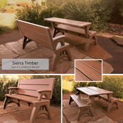 Convert a Bench 60" Folding Vinyl Patio Bench Picnic Table, Sierra Timber - Gen 2