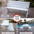 thumbnail image 1 of Convert a Bench Gen 2 60" Outdoor / Vinyl Patio Bench Picnic Table, White, 1 Bench – Buy 2 for complete table, 1 of 6