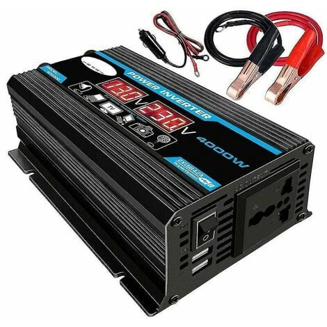 Converter 12V 220V Pure Sine Wave 2000W Inverter 24V Pure Sine Wave Voltage Transformer with Two AC Outlets with USB Port and LED Display