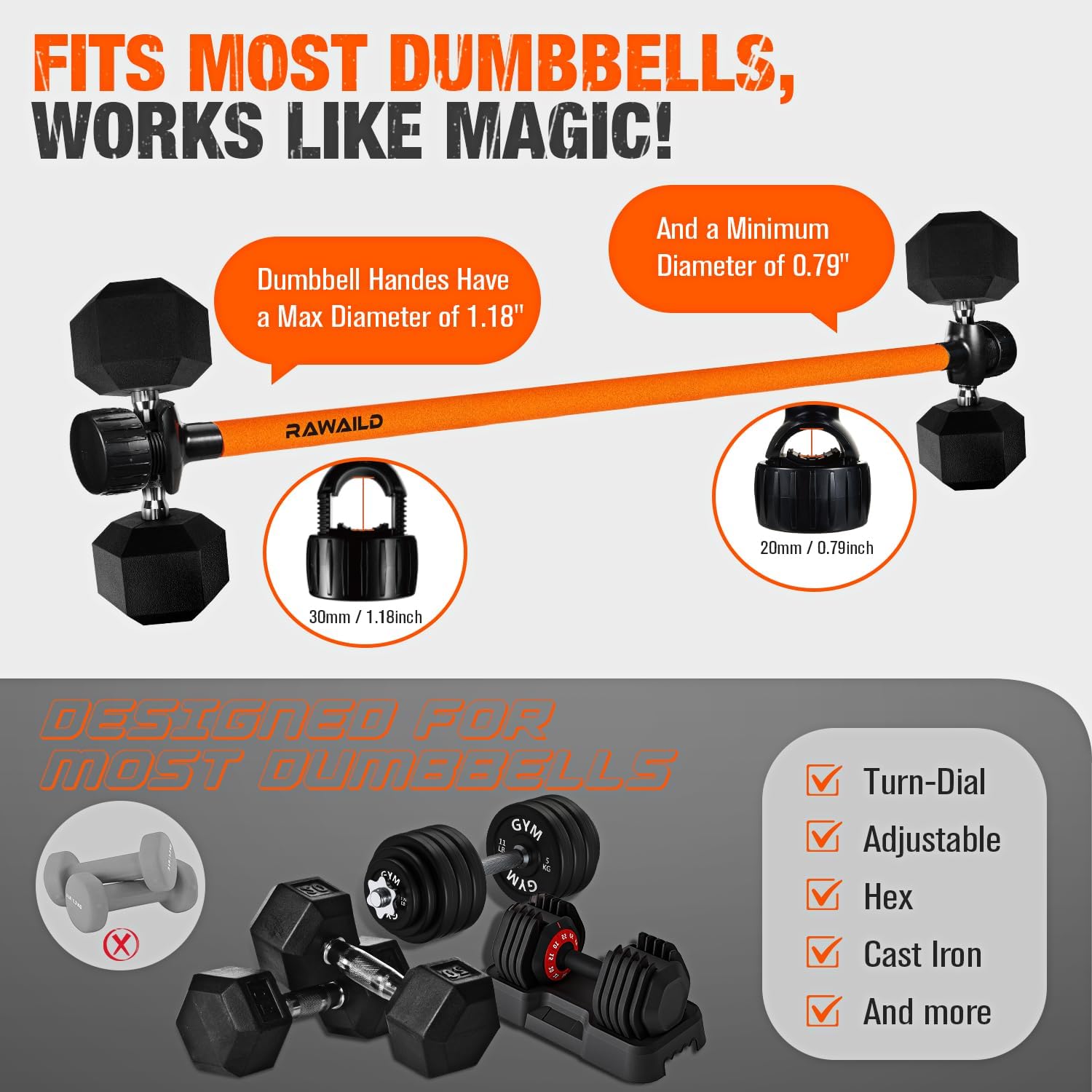 Converter Bar Set - Heavy Duty Weight Bar for  Press, Squats, Deadlifts & Home Strength Training