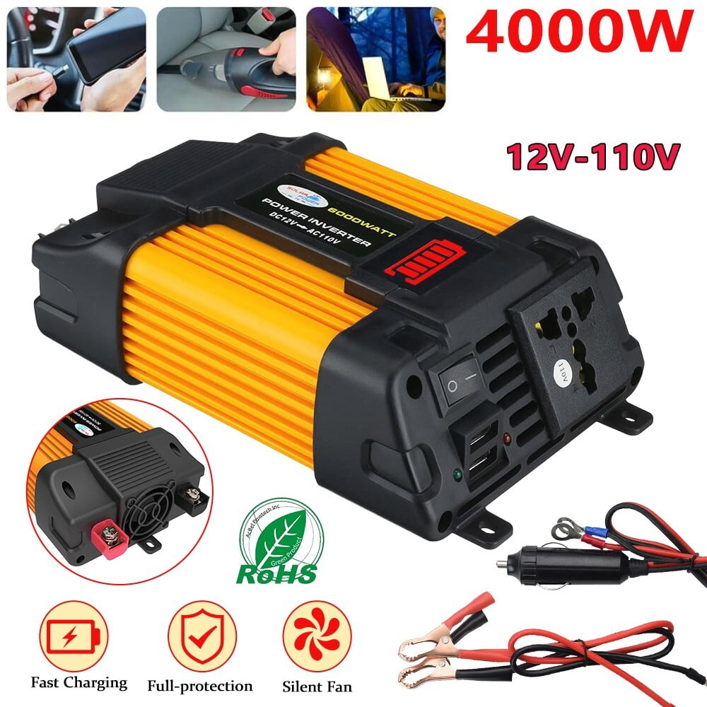 Converter Generator, ,DFITO 4000W Power Inverter DC 12V to 110V AC Car Charger Converter Ports