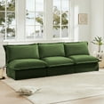 thumbnail image 1 of Convertible 3 Seater Deep Seat Sofa, Chenille Sectional Sofa Couch with Slip-cover, Upholstered Armless Cloud Couch with Pillow for Living Room, Apartment, Free Combination Cozy Sofa, Green, 1 of 7