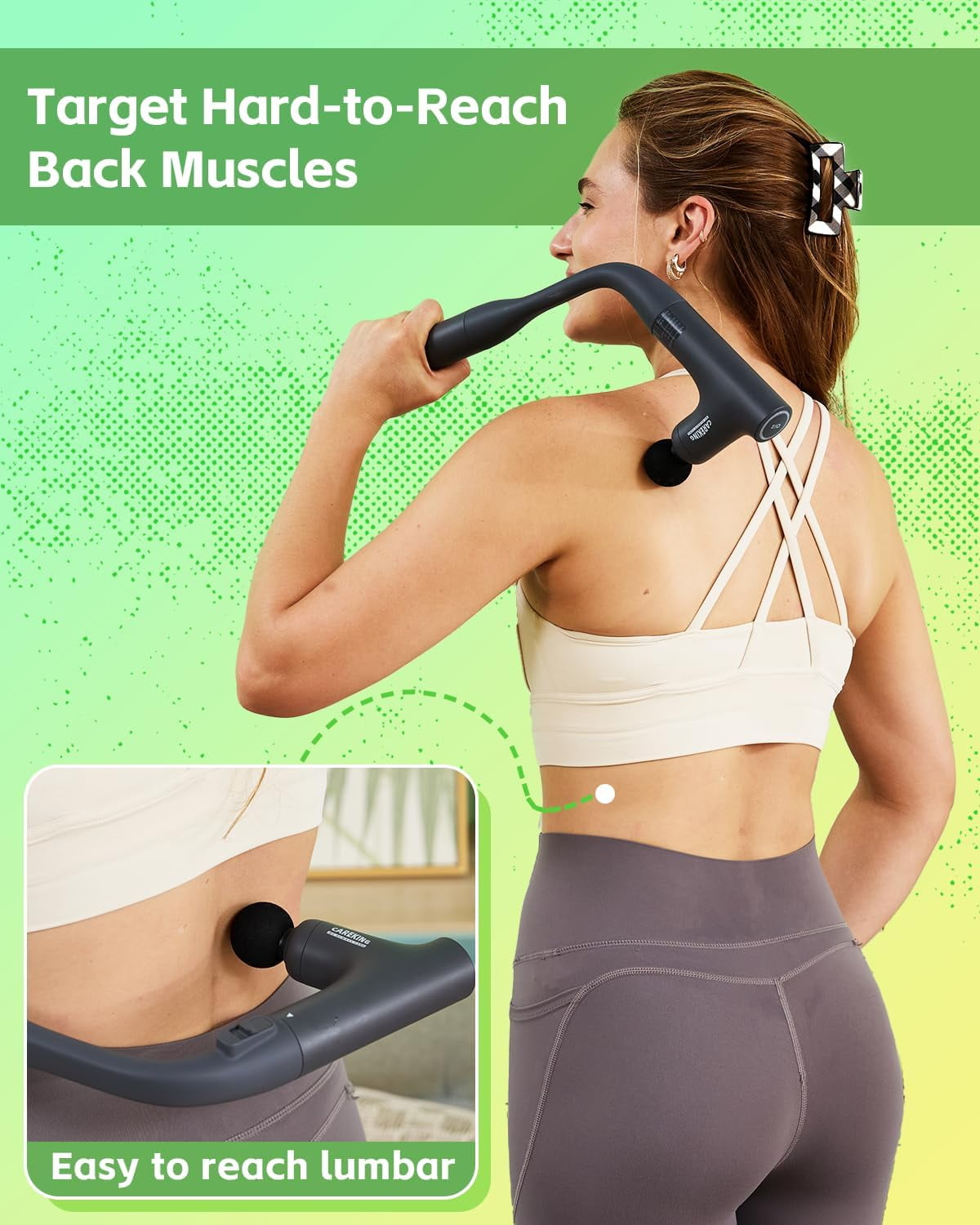 Convertible 3-in-1 Massage Gun Deep Tissue with Extended Handle for Back Pain Relief