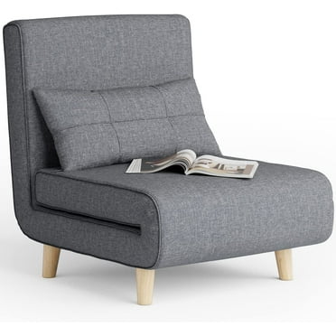 Convertible 3-in-1 Sofa Bed with Wood Legs for Livingroom, Bedroom, Dark Grey