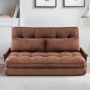 Convertible 5-Position Foldable Lazy Sofa Sleeper Bed with Armrest,Adjustable Floor Sofa Couch with 2 Pillows,Fold Out Floor Couch,Brown