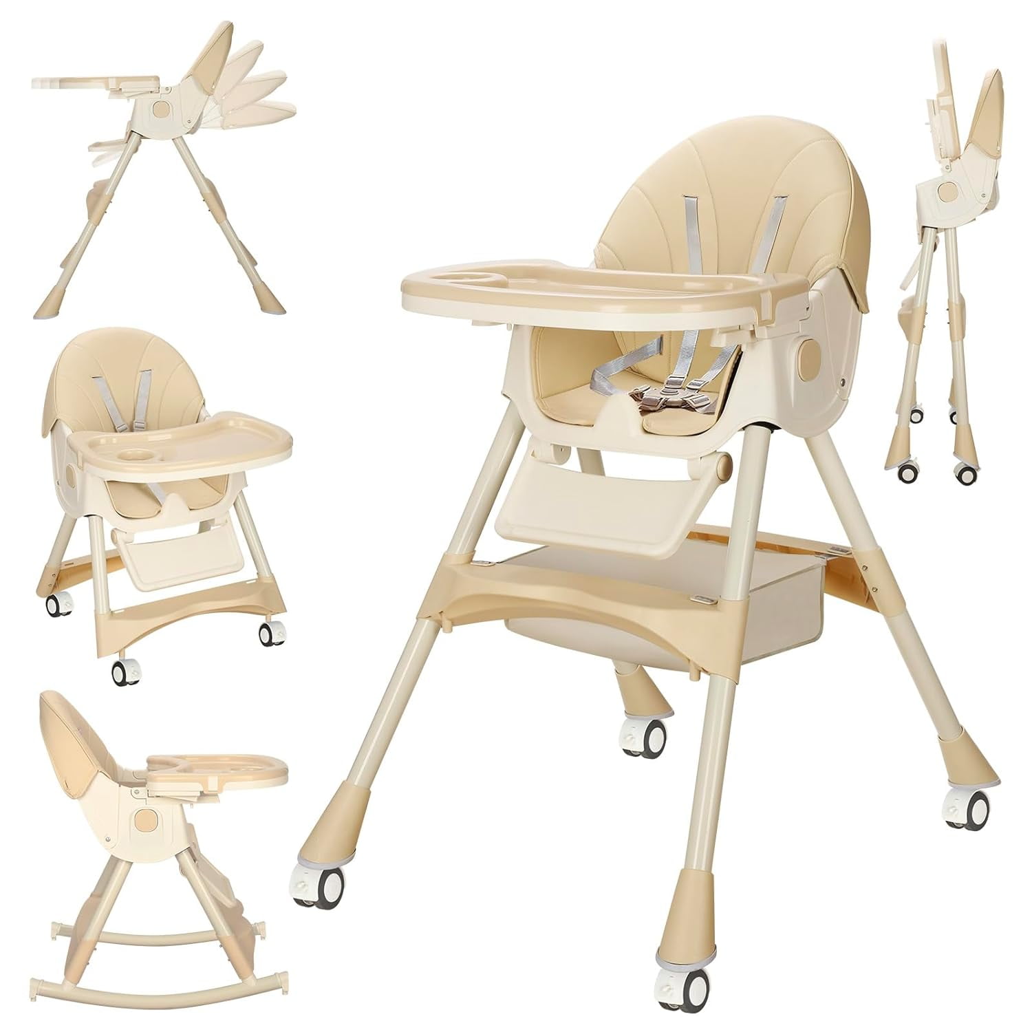 Convertible 6in1 High Chairs for Babies and Toddlers, Foldable