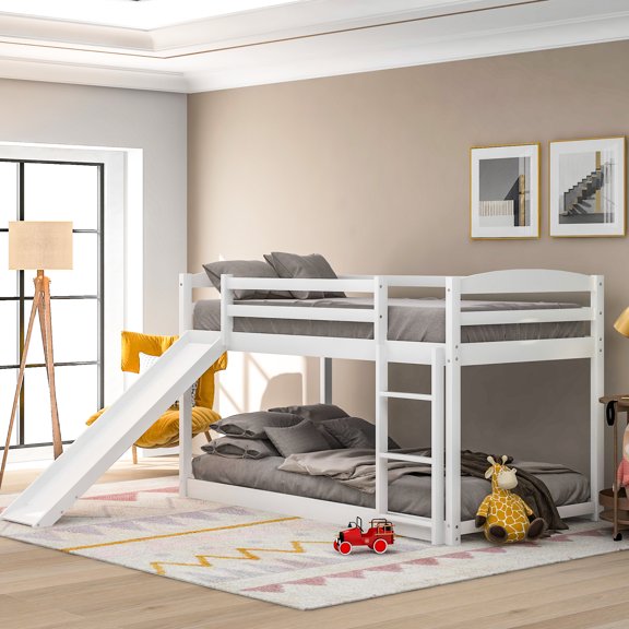 Convertible And Slide Bunk Bed, Twin Over Twin, White - Safe Stylish For Any Room Bed With Multifunctional , Quality Materials A Gorgeous Bedroom