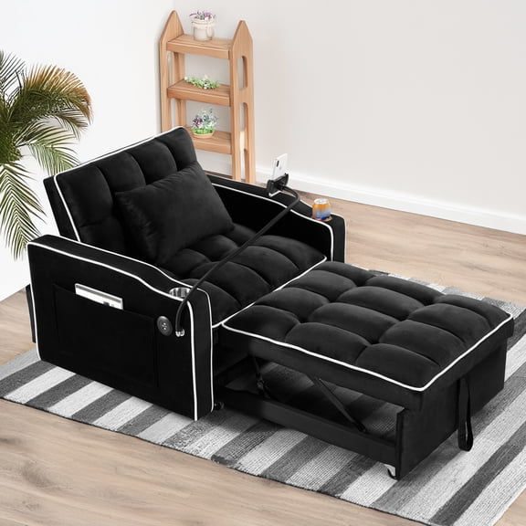 Convertible Arm Chair Bed with Cup Holders / Adaptable to Different Angles