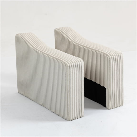 Convertible Armrest Backrest Module for Sectional Sofa, Beige Corduroy Upholstery, Single Seat Couch Accent Piece