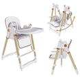 thumbnail image 1 of Convertible Baby High Chair to Rocker, Foldable Feeding Seat with 5-Point Harness, Silent Locking Wheels & Removable Tray for 6 Months-3 Years, White, 1 of 8