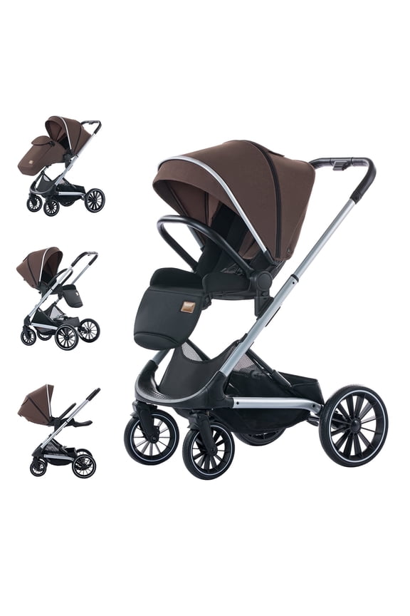 Baby Stroller,Revisable Seat,High Land Scape,Carrie to 40lbs,Unisex Standard Pram Toddler Infant(Brown)