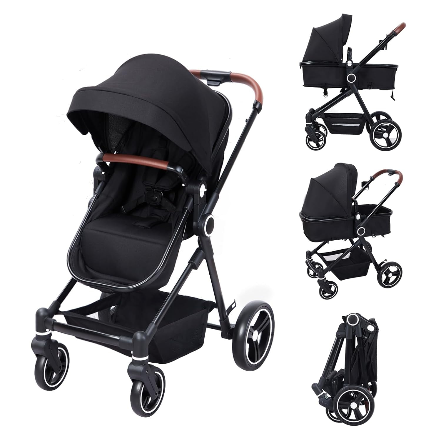 Convertible Baby Stroller for Toddler 1-3, 2 in 1 Newborn Stroller with ...