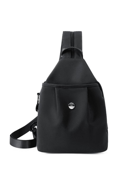 Convertible Backpack and Crossbody Bag for Women, 3-in-1 Waterproof Oxford Sling Bag, Multi-Pocket Travel Backpack with Adjustable Straps for Commuting Hiking Camping and Daily Use, Black
