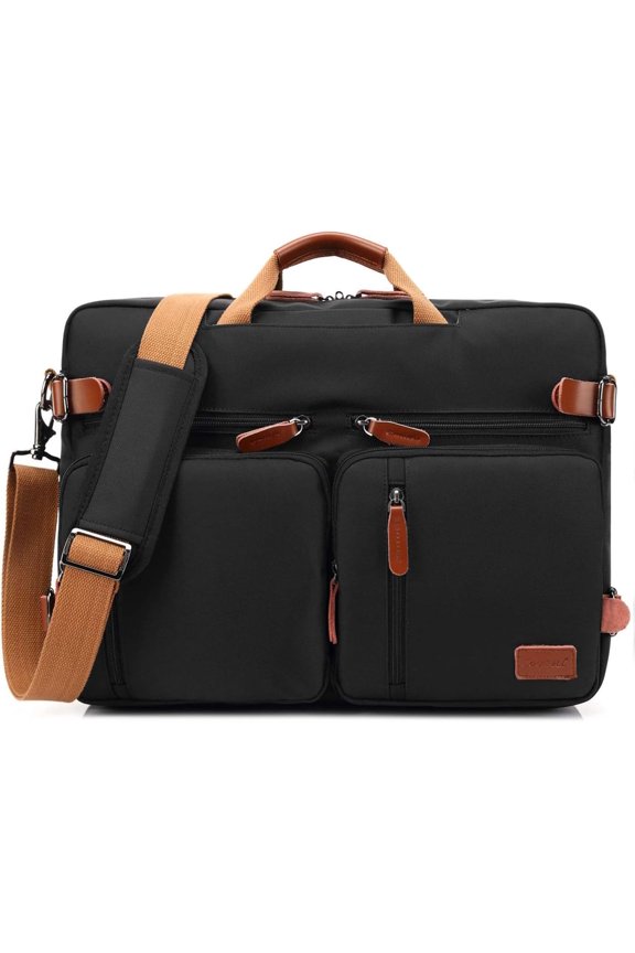 Convertible Backpack Messenger Bag Laptop Case Handbag Business Briefcase Multi-Functional Travel Rucksack Fits 15.6 Inch Laptop for Men/Women (Black)