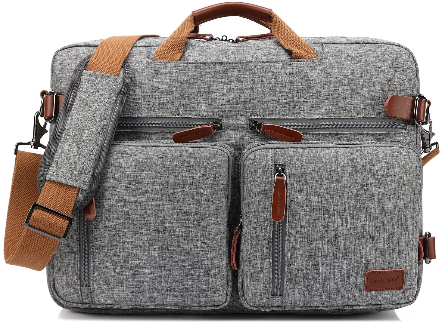 Convertible Backpack Messenger Shoulder bag Laptop Case Handbag Business Briefcase Multi-functional Travel Rucksack Fits 17.3 Inch Laptop For Men/Women (Grey)