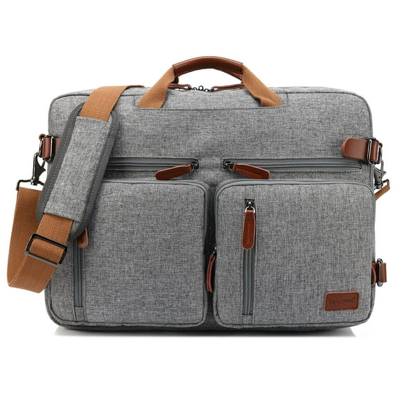 Convertible Backpack Messenger Shoulder bag Laptop Case Handbag Business Briefcase Multi-functional Travel Rucksack Fits 17.3 Inch Laptop For Men/Women (Grey)