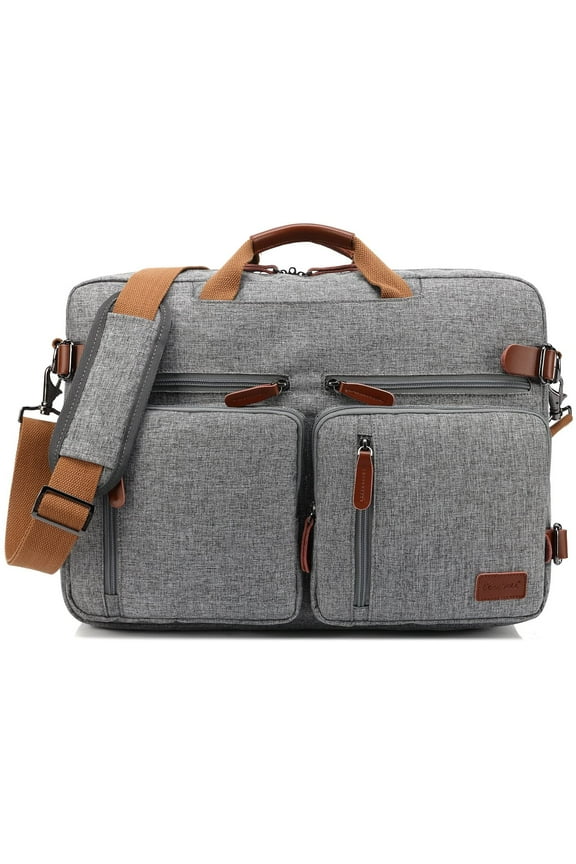 Convertible Backpack Messenger Shoulder bag Laptop Case Handbag Business Briefcase Multi-functional Travel Rucksack Fits 17.3 Inch Laptop For Men/Women (Grey)