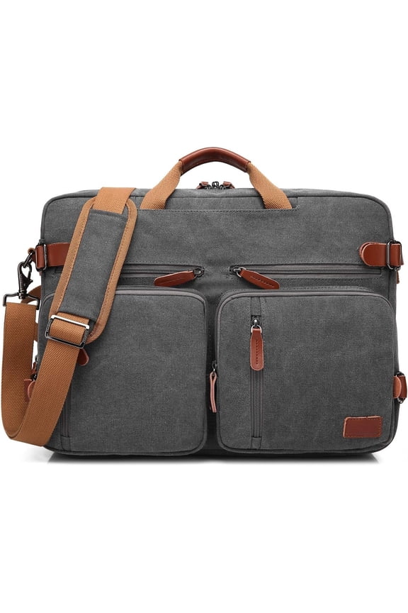 Convertible Backpack Messenger bag Laptop Case Handbag Business Briefcase Multi-functional Travel Rucksack Fits 15.6 Inch Laptop For Men/Women (Cancas Dark Grey)