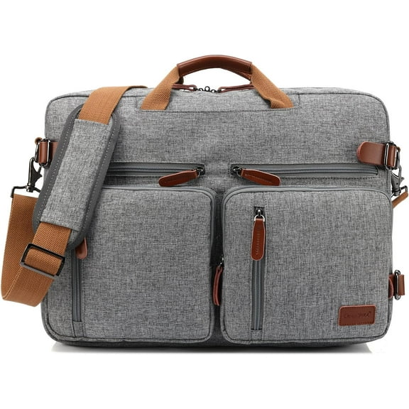 Convertible Backpack Messenger bag Laptop Case Handbag Business Briefcase Multi-functional Travel Rucksack Fits 17.3 Inch Laptop For Men/Women (Grey)