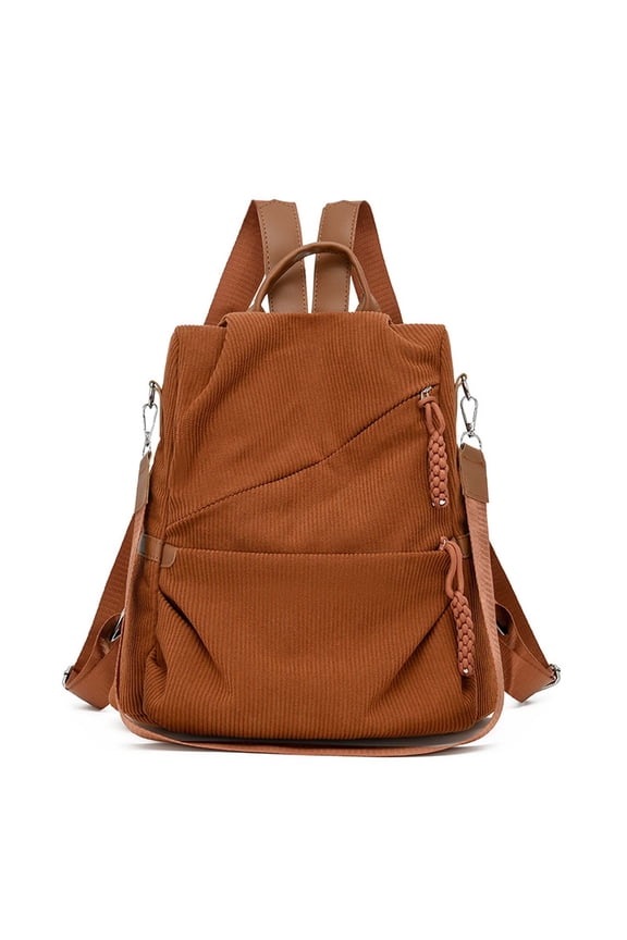 Convertible Backpack Purse for Women, Soft Corduroy Lightweight Multi Pocket Shoulder Bag, Casual Travel Daypack with Detachable Crossbody Strap, 5 Solid Pastel Color Options
