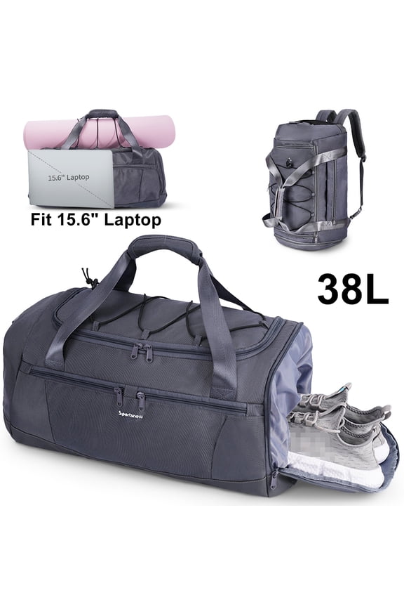 Gym Bag For Men Large Capacity Duffel Bags With Shoe Compartment Tote With Trolley Sleeve Sports Gym Backpack Weekender Bag for Travel 38L
