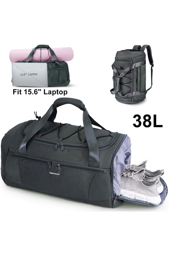 Gym Bag For Men Large Capacity Duffel Bags With Shoe Compartment Tote With Trolley Sleeve Sports Gym Backpack Weekender Bag for Travel 38L