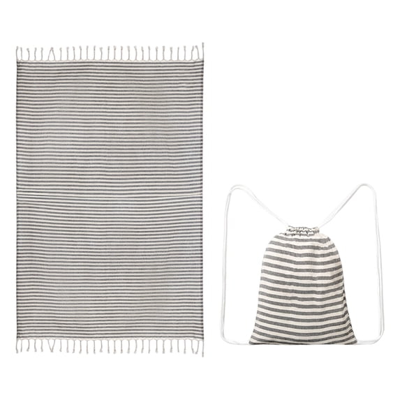 Convertible Beach Towel Bag 2-in-1 Sand Free Microfiber Towel Backpack Quick Dry, Oversized Stripe Tassel Beach Towel Transforms into Carry Bag for Pool Camping Travel