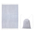 thumbnail image 1 of Convertible Beach Towel Bag 2-in-1 Sand Free Microfiber Towel Backpack Quick Dry, Oversized Stripe Tassel Beach Towel Transforms into Carry Bag for Pool Camping Travel, 1 of 5