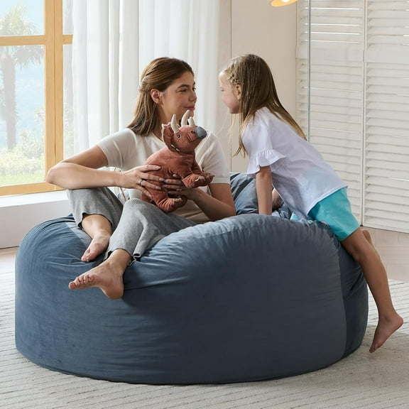 Giant Bean Bag Chair Bed for Adults with Memory Foam Filling, Convertible Beanbag Folds from Lazy Chair to Floor Bean Bag Bed, Large Floor Sofa Couch for Whole Family, Machine Washable，Twin