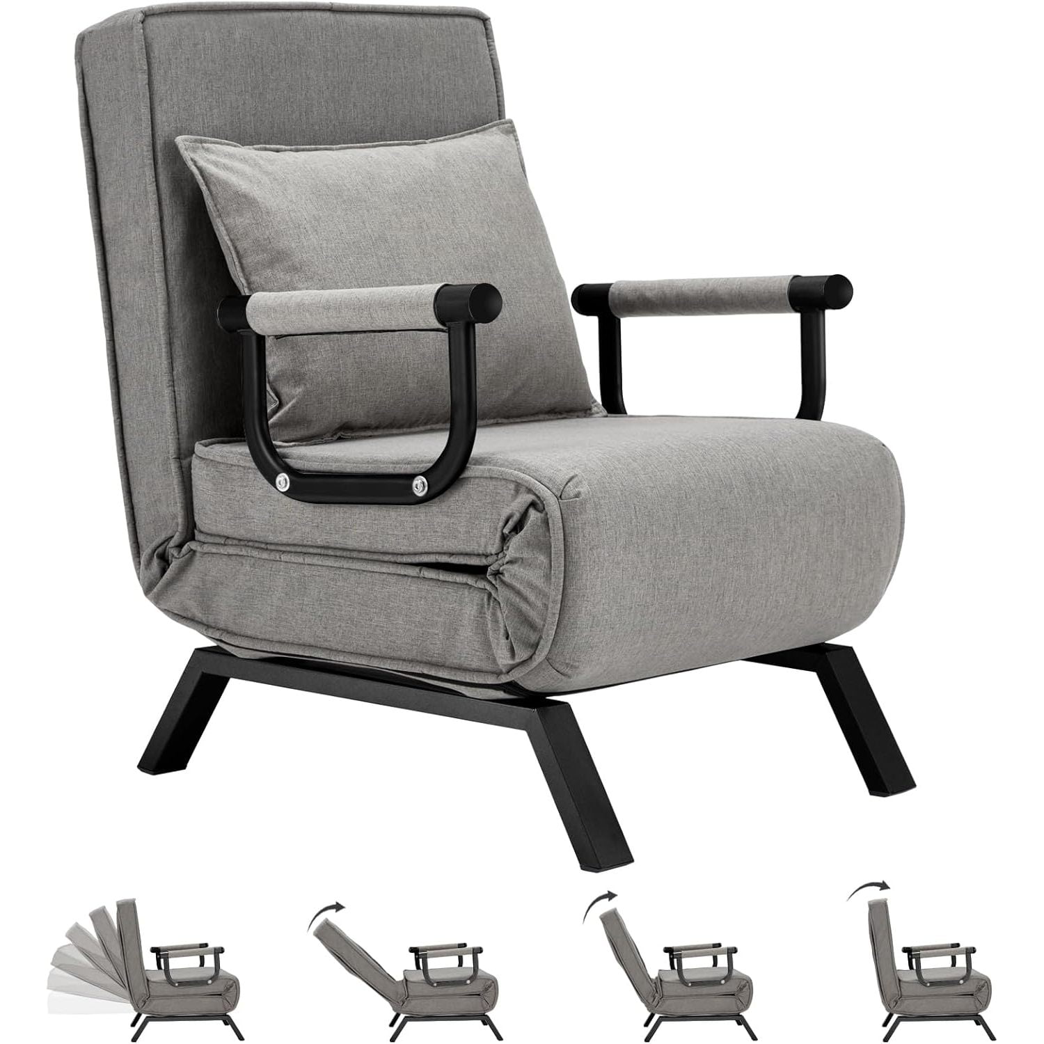Convertible Bed Sleeper Chair,Tri-fold Upholstered Armchair Sleeper
