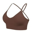 thumbnail image 1 of Convertible Bra! Audhol Women's Knitted Thread Fixed Shoulder Strap Strap Triangular Cup Backless Back Sports Bra Padded Bralettes for Women Coffee M, 1 of 4