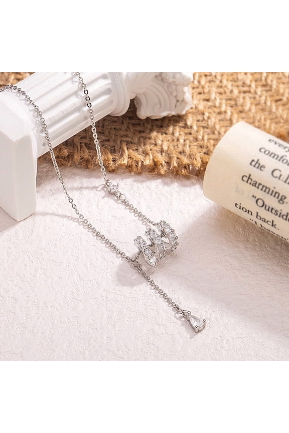Convertible CZ Barrel Necklace for Women | 2 Ways to Wear Short Choker & Y-Shaped Lariat | Silver Plated | Adjustable Length | Gift for Her