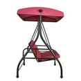 thumbnail image 1 of Convertible Canopy Patio Swing - 3-Person Outdoor Swing Chair with Removable Cushions, Alloy Steel Frame, for Balcony, Backyard, Burgundy, 1 of 11