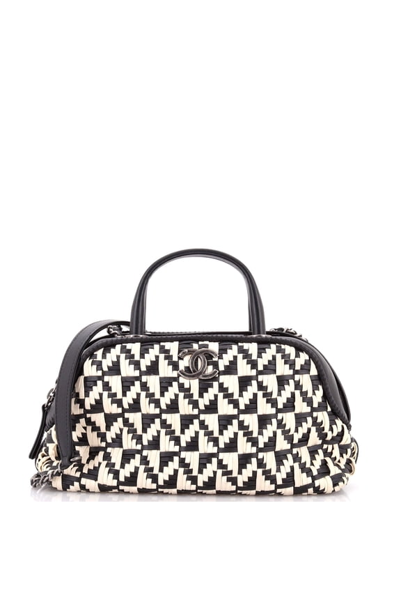 Convertible Chain Bowler Bag Woven Calfskin Small By Rebag