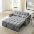 thumbnail image 1 of Triple Tree Velvet 3 Level Adjustable Backrest Sleeper Sofa with Pillows and Side Pockets, Gray, 1 of 9