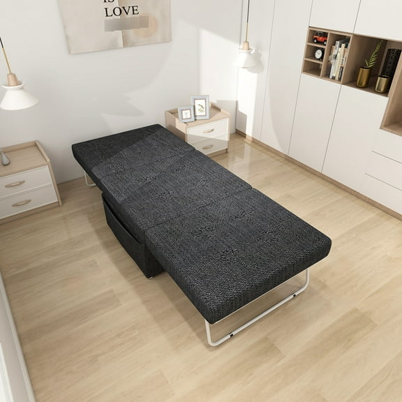 Convertible Chair Into Bed For Rv - Gray Metal Adjustable Back Folding With Compact Small Spaces