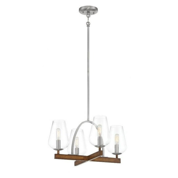 Convertible Chandelier 4 Light Koa Wood/Pewter Steel/Glass 15.63 inches Tall By 20 inches Wide Bailey Street Home 57-Bel-4237639