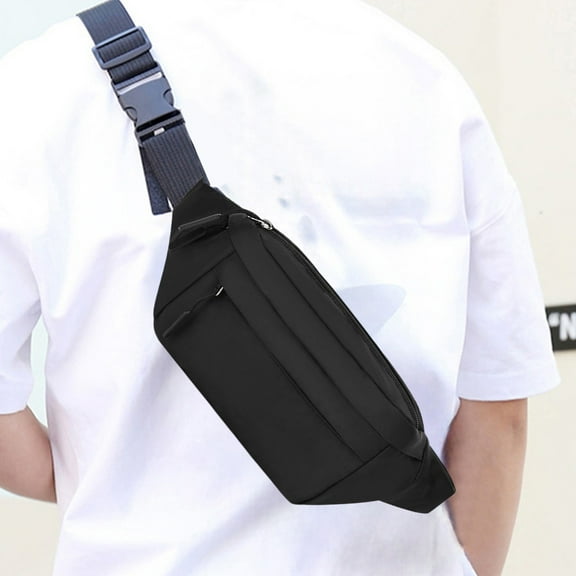Convertible Chest Sling Bag - Lightweight Unisex Crossbody Pack Water-Resistant Waist Pack Outdoor Travel Essentials Hands-Free Carry(A-Black)