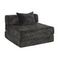 thumbnail image 1 of Convertible Compression Sofa Bed in Chenille Fabric, Single Seater Modular Sectional for Living Room or Bedroom Comfort，Black, 1 of 9