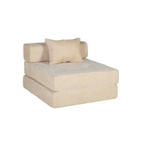 Convertible Compression Sofa Bed in Chenille Fabric, Single Seater Modular Sectional for Living Room or Bedroom Comfort